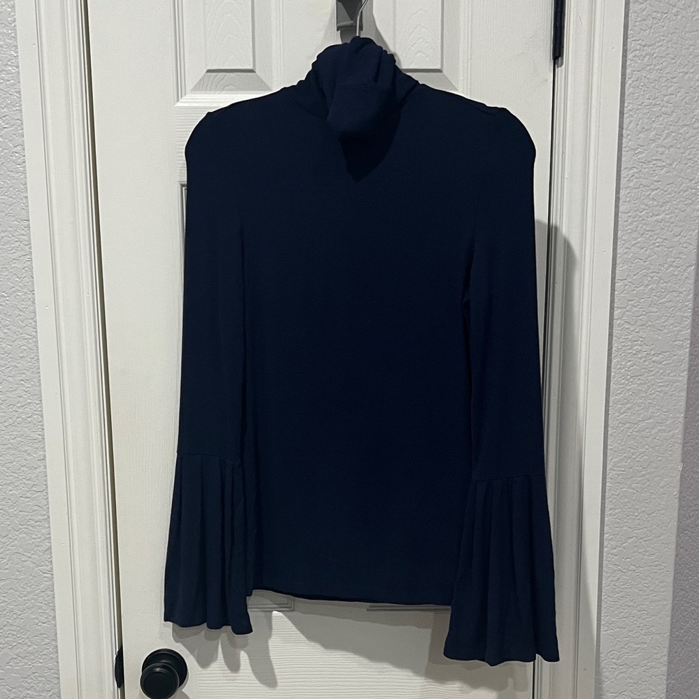 Elegant Navy Blue Women's Turtleneck Top